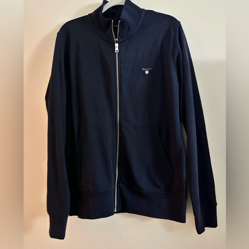 Used Men’s Gant icon logo cotton zip sweater in navy size L